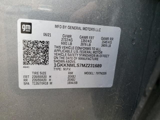 1GKKNMLS7MZ231689 GMC ACADIA SLT