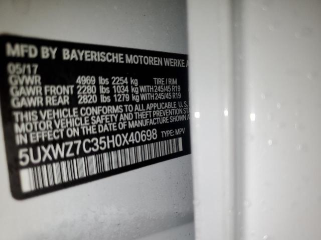 5UXWZ7C35H0X40698 BMW X3 Sdrive28i
