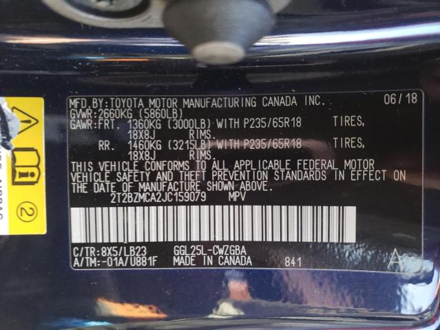 2T2BZMCA2JC159079 Lexus Rx 350 Base