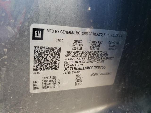 3GTU9BED4KG286755 GMC Sierra K1500 Sle