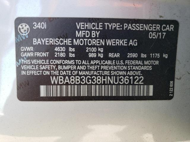 WBA8B3G38HNU36122 BMW 340 I