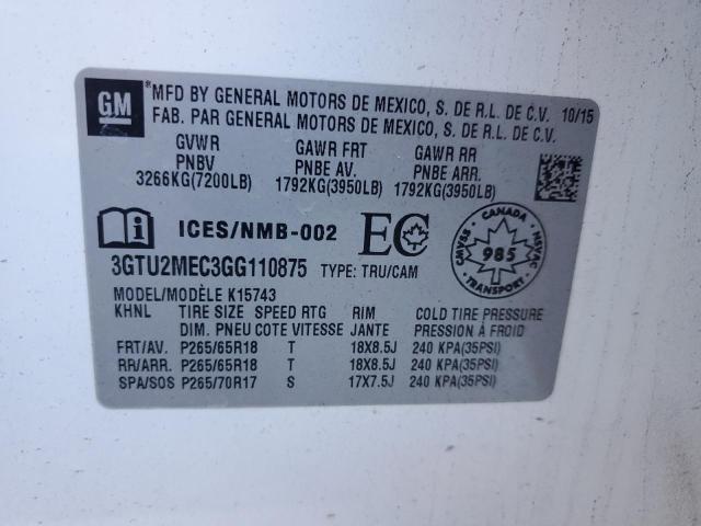 3GTU2MEC3GG110875 GMC Sierra K1500 Sle