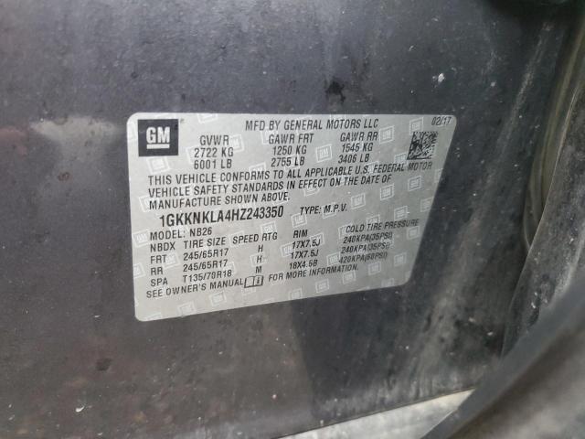 1GKKNKLA4HZ243350 GMC ACADIA SLE