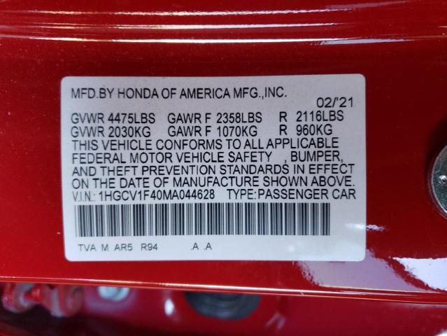 1HGCV1F40MA044628 Honda Accord Sport Se