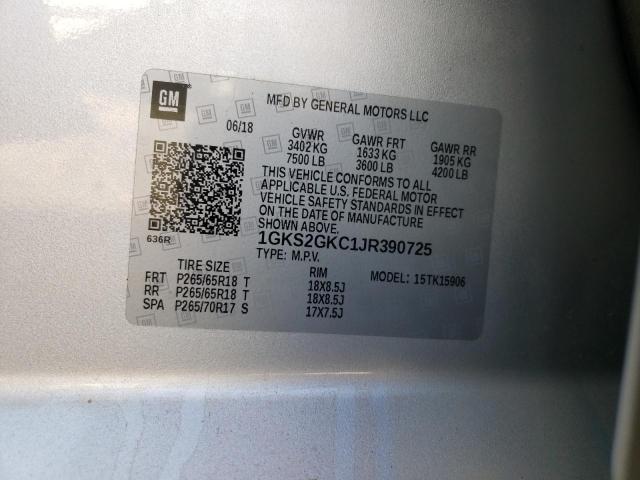 1GKS2GKC1JR390725 GMC Yukon Xl K1500 Slt