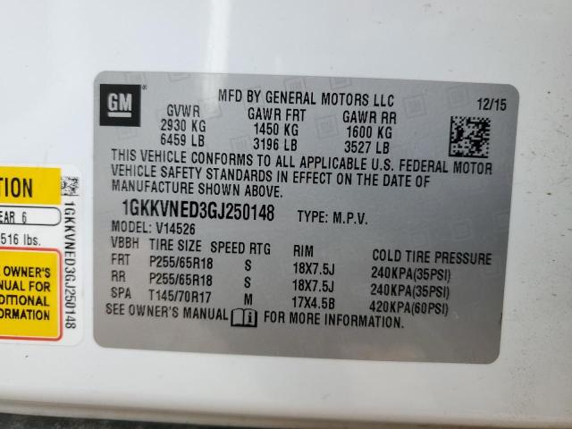 1GKKVNED3GJ250148 GMC ACADIA SLE