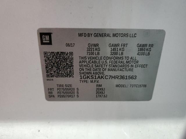 1GKS1AKC7HR361563 GMC YUKON SLE
