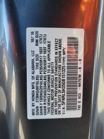 5FNRL5H35GB151325 Honda ODYSSEY SE