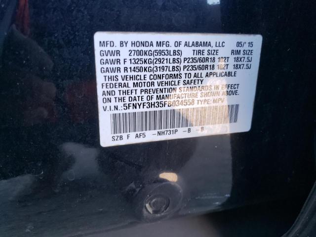 5FNYF3H35FB034558 Honda PILOT SE