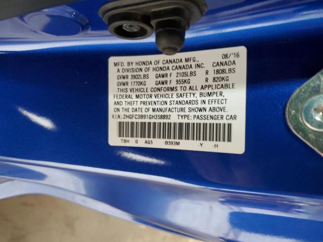 2HGFC3B91GH358892 Honda Civic Touring