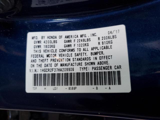 1HGCR2F37HA209906 Honda ACCORD LX