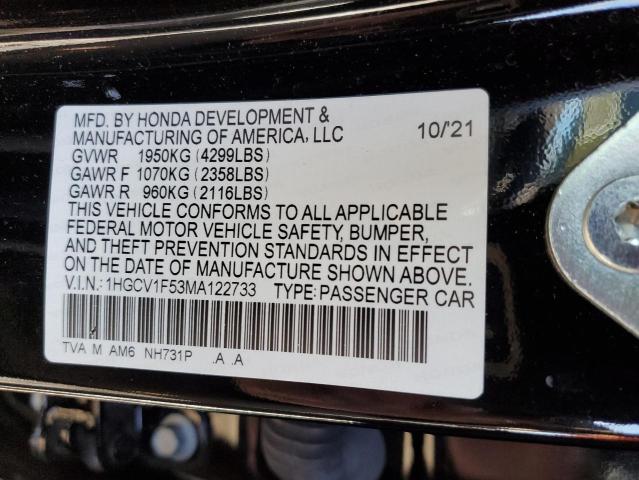 1HGCV1F53MA122733 Honda ACCORD EXL