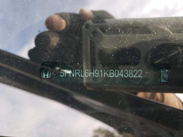 5FNRL6H91KB043822 Honda Odyssey Elite