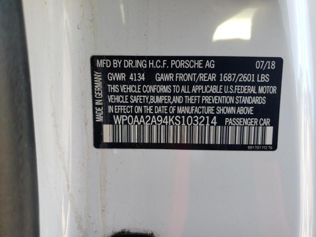 WP0AA2A94KS103214 Porsche 911 CARRERA
