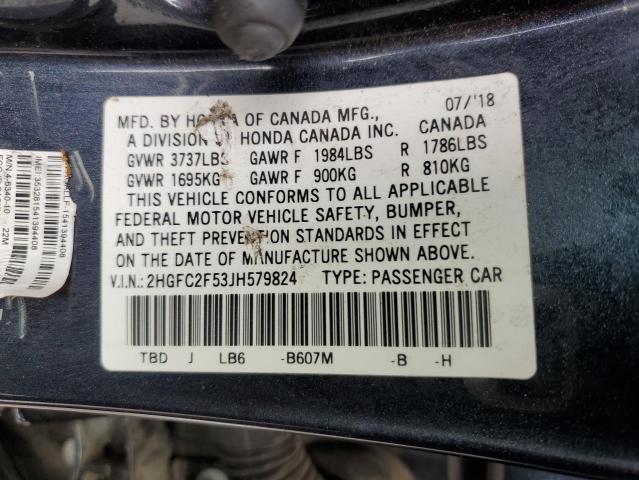 2HGFC2F53JH579824 Honda Civic Lx