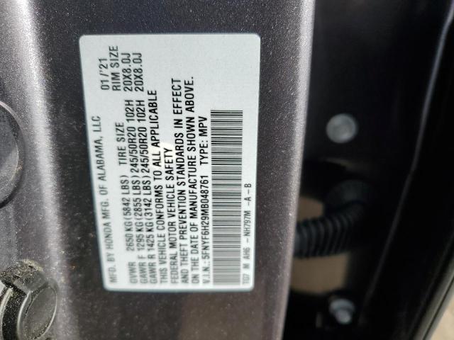 5FNYF6H29MB048761 Honda PILOT SE