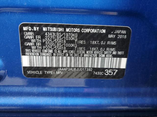 JA4AP3AU6JU017392 Mitsubishi Outlander Sport Es