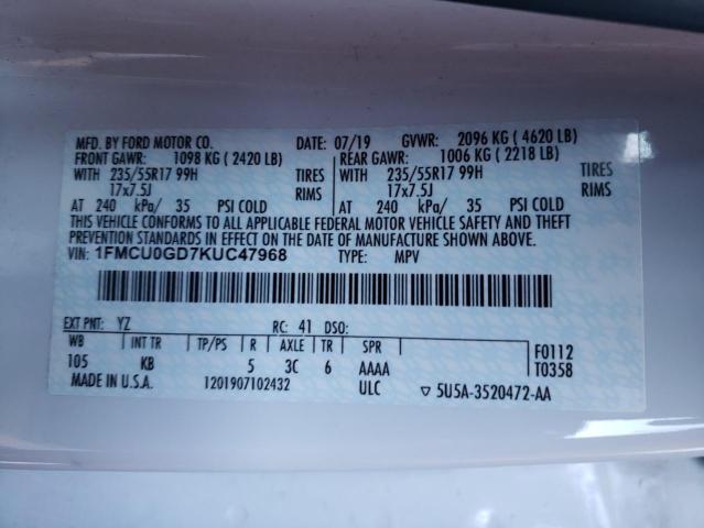 1FMCU0GD7KUC47968 Ford ESCAPE SE