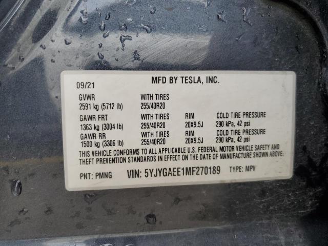 5YJYGAEE1MF270189 Tesla Model Y