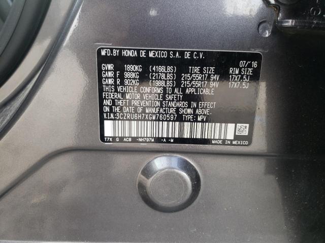 3CZRU6H7XGM760597 Honda Hr-v Exl
