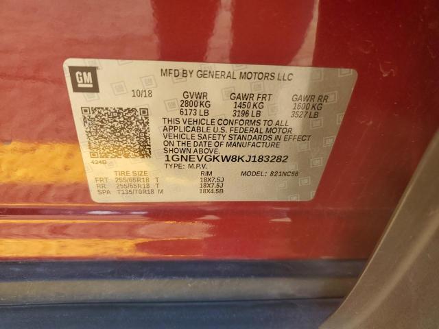 1GNEVGKW8KJ183282 Chevrolet Traverse Lt
