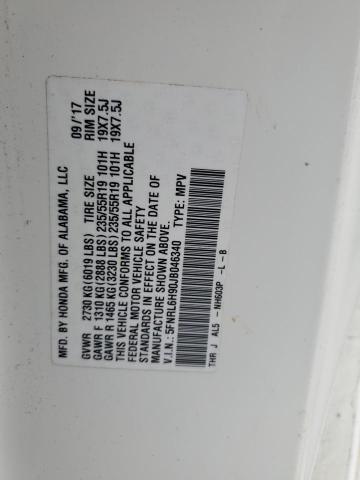 5FNRL6H90JB046340 Honda Odyssey Elite