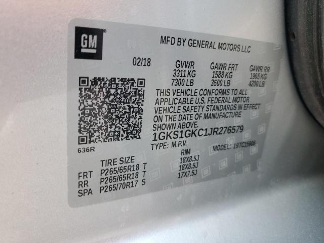 1GKS1GKC1JR276579 GMC Yukon Xl C1500 Slt
