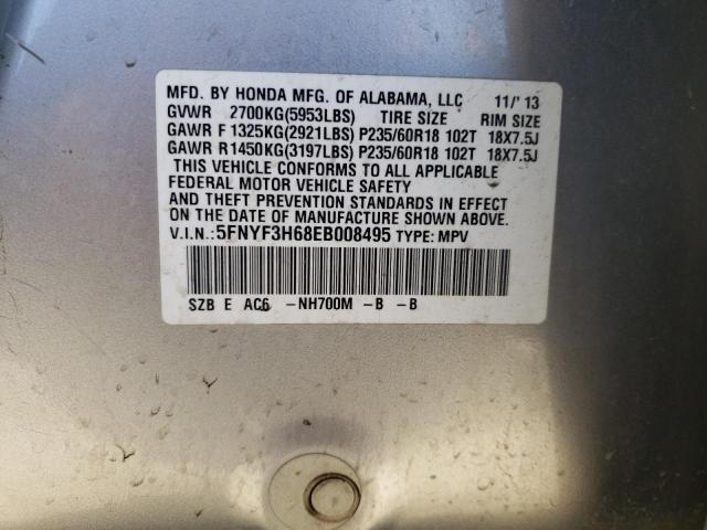 5FNYF3H68EB008495 Honda PILOT EXL