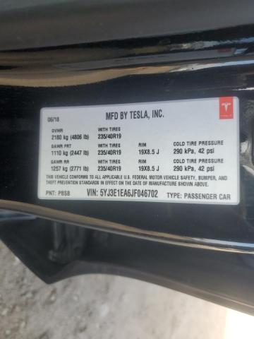 5YJ3E1EA6JF046702 Tesla MODEL 3