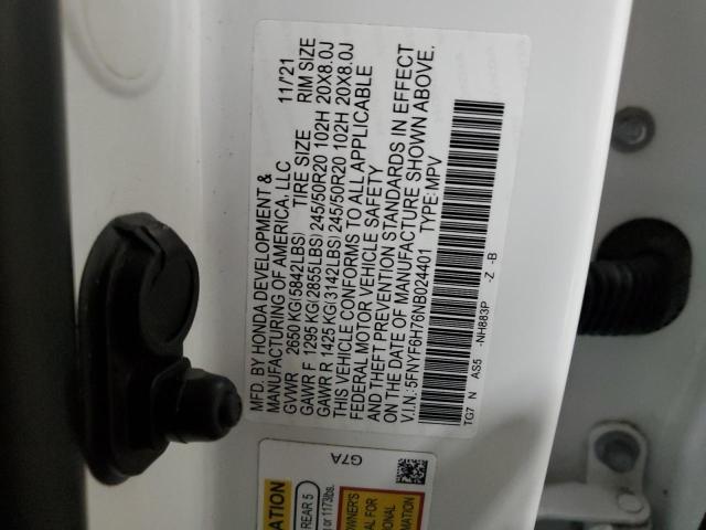 5FNYF6H76NB024401 Honda Pilot Black