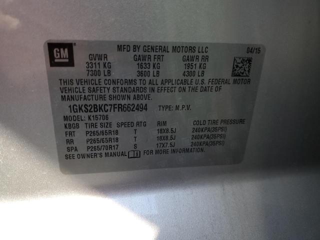 1GKS2BKC7FR662494 GMC YUKON SLT