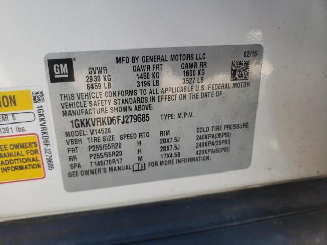 1GKKVRKD6FJ279685 GMC Acadia Slt-1