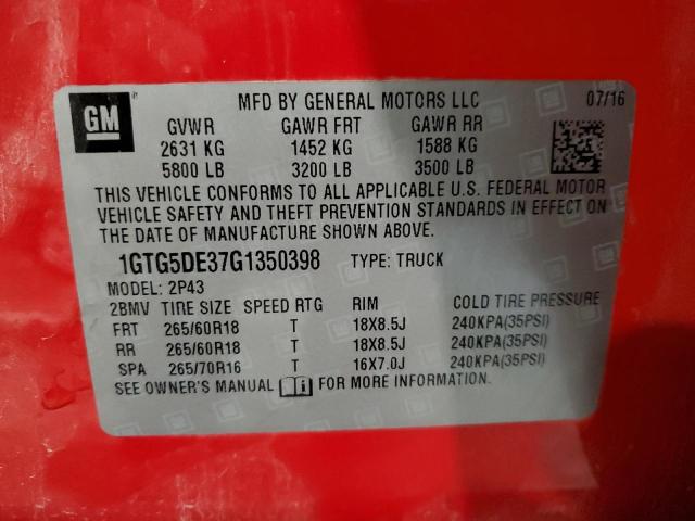 1GTG5DE37G1350398 GMC CANYON SLT