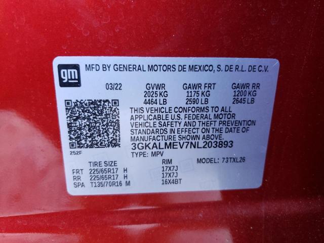 3GKALMEV7NL203893 GMC Terrain Sle