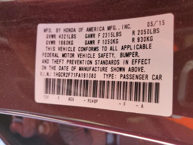1HGCR2F71FA191080 Honda ACCORD EX