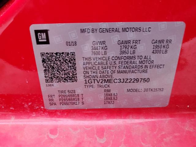 1GTV2MEC3JZ229750 GMC Sierra K1500 Sle