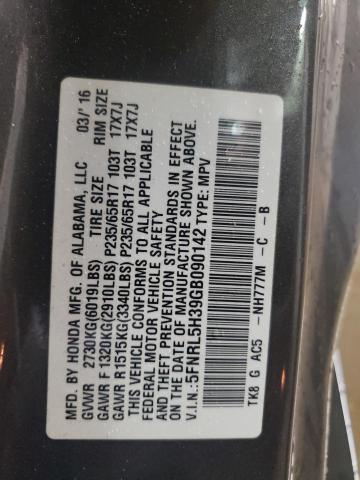 5FNRL5H39GB090142 Honda ODYSSEY SE