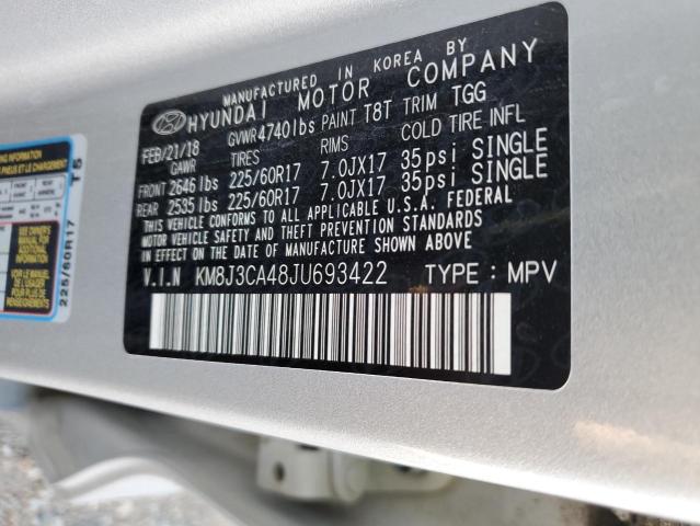 KM8J3CA48JU693422 Hyundai TUCSON SEL
