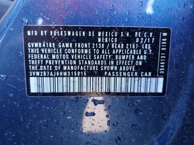 3VW2B7AJ6HM315815 Volkswagen JETTA S