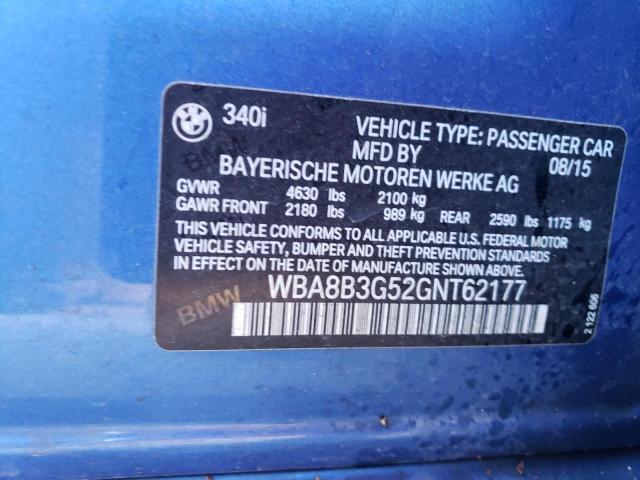 WBA8B3G52GNT62177 BMW 340 I