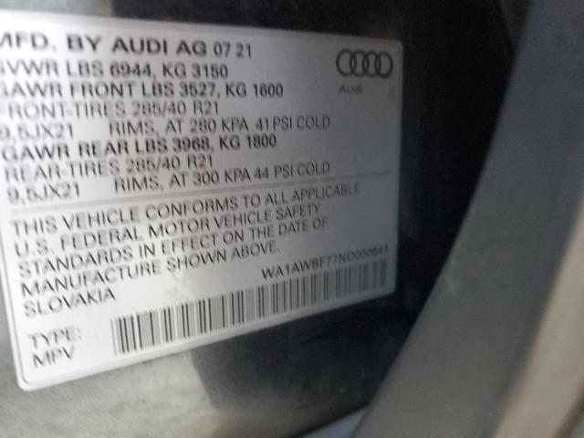 WA1AWBF77ND000641 Audi Sq7 Premium Plus