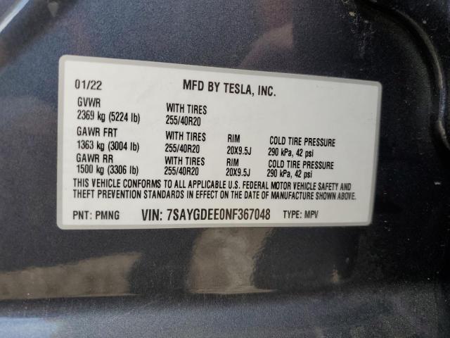7SAYGDEE0NF367048 Tesla Model Y