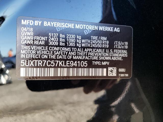 5UXTR7C57KLE94105 BMW X3 Sdrive30i