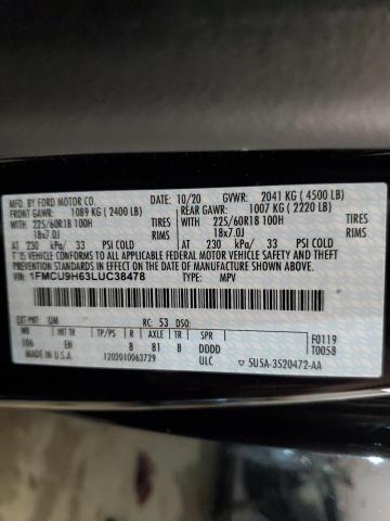 1FMCU9H63LUC38478 Ford ESCAPE SEL