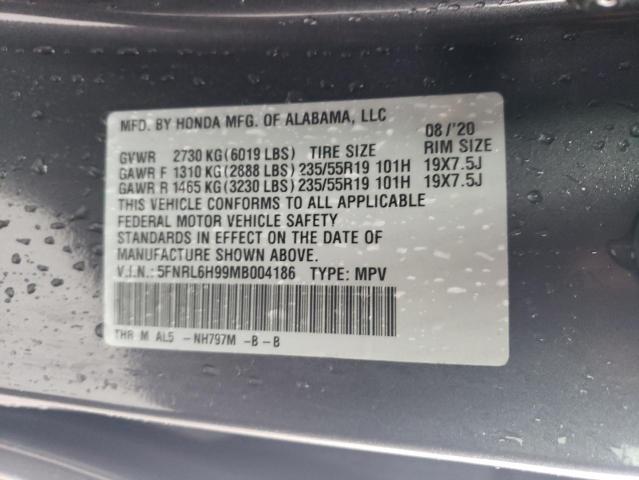 5FNRL6H99MB004186 Honda Odyssey Elite
