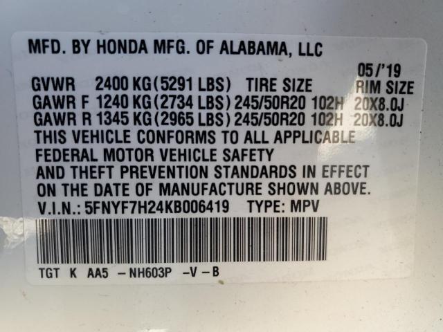 5FNYF7H24KB006419 Honda Passport Sport