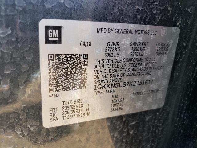 1GKKNSLS7KZ151617 GMC ACADIA SLE