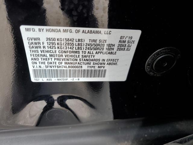 5FNYF6H74LB000028 Honda Pilot Black