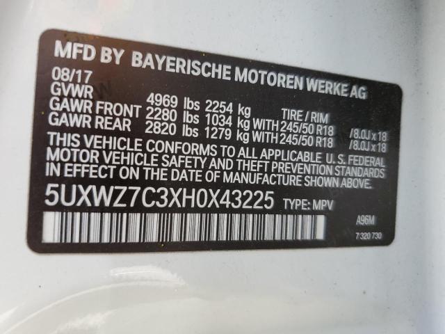 5UXWZ7C3XH0X43225 BMW X3 Sdrive28i