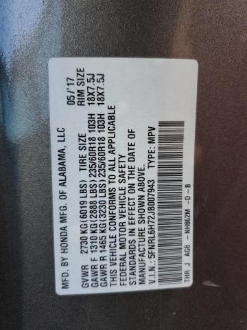 5FNRL6H72JB007943 Honda ODYSSEY EXL